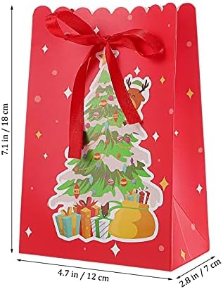 PRETYZOOM 12 парчиња Божиќни Кутии За Бонбони Хартија Фаворизираат Кутија За Подароци Со Лента Божиќни Божиќни Кеси Третирајте Кеси