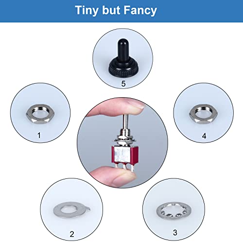 DMWD 5PCS Mini Latching Toggle Switch 3 пинови 3 позиции SPDT On-Off-On-On-On-On-On-On Miniature Toggle Switch AC 5A/125V со водоотпорно