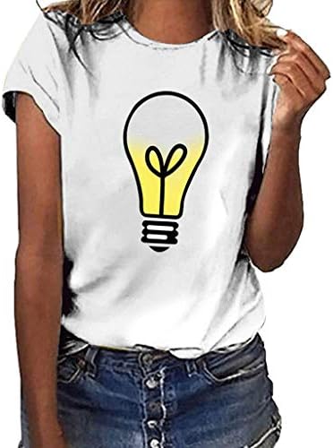 Женски врвови за тинејџерски девојки маица wummer кратка маица за кратки ракави смешни печатени обични фустани блузи плус големина