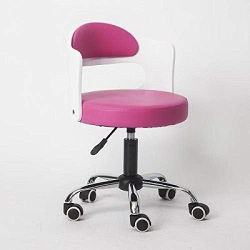 Столички столици на тркалото ， Акстибилни столици со розово синтетичко кожно седиште ， Прилагодлива висина 43-53 см ， Поддржана