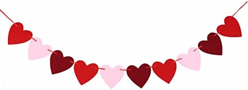 Icsst 2 Парчиња Чувствував Срце Венец Банер Сет-Се Чувствува Срце Венец Банер-Денот На Вљубените Украси-Денот На Вљубените Банер Декор
