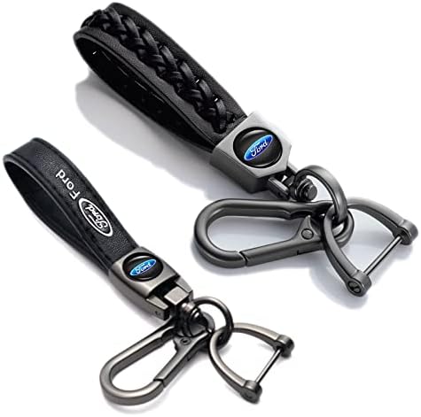 BASLIQ за Ford со лого на автомобили, оригинална замена на клуч за кожни автомобили за Ford Fusion F150 F250 F350 F450 F550 F550 Edge Keychain на клучеви за клучеви за маж и жена.