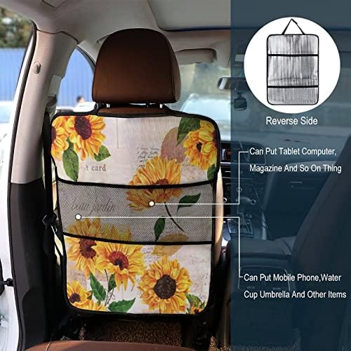 Акварел сончогледен автомобил заштитени седишта за заштитете го водоотпорна заштита со џебови за складирање 1 парчиња