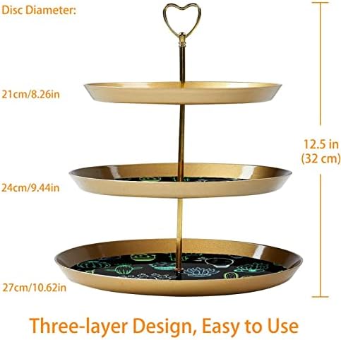 3 Ниво Торта Штанд, Флуоресцентни Кактус Десерт Дисплеј Кула, Пластични Круг Кекс Држач Служат Послужавник За Свадба Роденден Чај