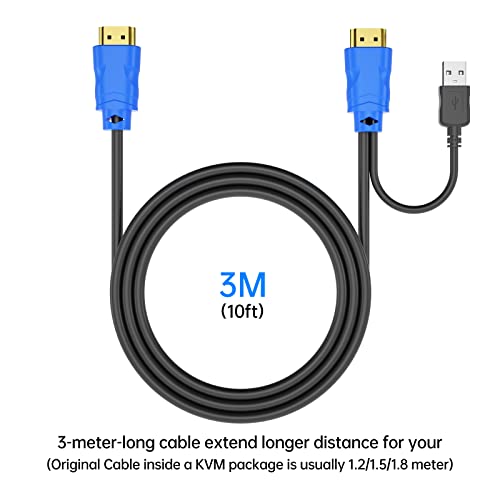 KVM Кабел 10ft 2 Пакет, YINKER USB HDMI KVM Кабел ЗА HDMI Kvm Прекинувач USB И HDMI 2i1 Интегриран Кабел