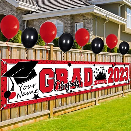 Црвени И Црни Украси За Дипломирање Класа На 2023 Дворни Знаковни Украси Со 20 Парчиња Украси Балони Банер За Дипломирање 2023 Персонализирани