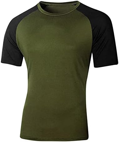 Машка маица за блокирање на бои во боја на дгкаксијахм, тенок екипаж за маскирни кошули со маскирни контраст, кои се вклопуваат во сплит со кратки