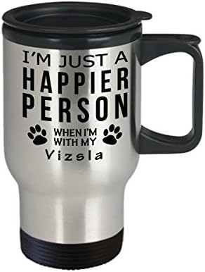 Куче Љубовник Патување Кафе Кригла-Посреќна Личност Со Vizsla-Сопственик На Миленичиња Спасување Подароци