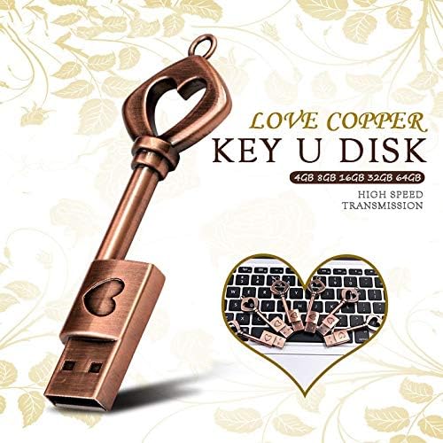 Луокангфан LLKKFF Компјутерски Податоци ЗА Складирање 64GB USB 2.0 Бакар Љубов Клуч U Диск