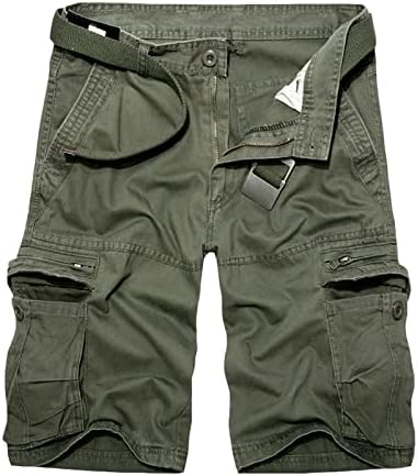 МАЈИИФУ-ГЈ Машки лесни обични карго-шорцеви со двојки патенти џебови на отворено кратки панталони памучни воени војски кратки без
