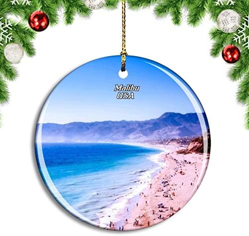 Недела во САД Америка Малибу Калифорнија плажа Божиќ Божиќно дрво украс украс виси приврзок декор градски патнички сувенири колекција двострана