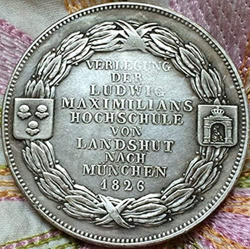 1826 Германска Монета Бакар Позлатена Сребрена Карпа Монети Занаети Колекцијакоин Колекција Комеморативна Монета
