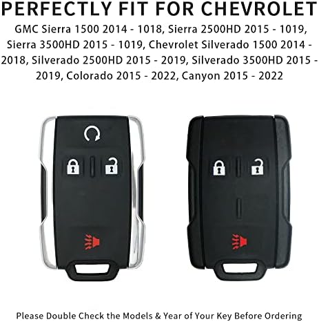 Carfib for Chevy Chevrolet GMC Key FOB Cover Cover Case Silverado Sierra Canyon Colorado 2022 2022 2021 2020 Додатоци држач за далечински управувач со клучеви прстен жени tpu сребро