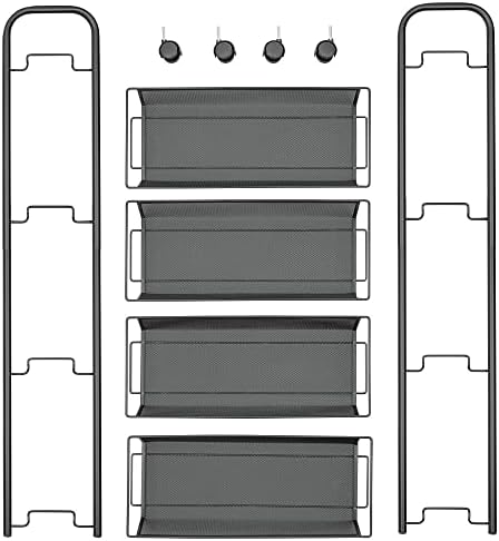 Mdesign Тенок челик метал за тркалање за алатки за складирање количка количка со 4 полици за корпи за перење алишта, кујна, организација за