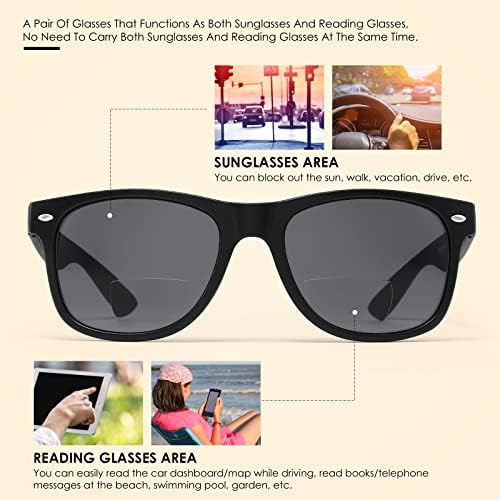 Hiyanjn 2 пара Бифокално читање очила за сонце за мажи и жени на отворено затемнети очила за читање со пролетна шарка