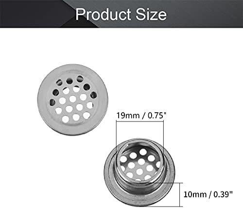 MROMAX 15 парчиња 0,75 DIA Air Cover Cover 304 Држав од не'рѓосувачки челик со тркалезна мрежа 19мм рамна кружна проветрувачка мрежа за вентилација