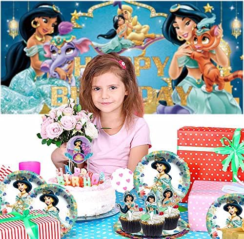 Јасмин Принцеза Партија Материјали Алаадин Плочи Украси Роденденска Торта Топер Банер Декор Позадина Балони