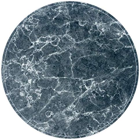 Heoeh Black Marble Gry Blue, Non Slip Doormat 15,7 Тркалезна област килими теписи за деца спална соба бебе соба игра соба расадник