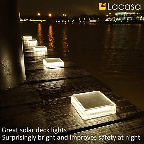 Сончеви светла на соларна палуба LACASA, 4 пакувања 30LM LED Док Светла Природно бело 4000K, светло на отворено соларно напојување светло