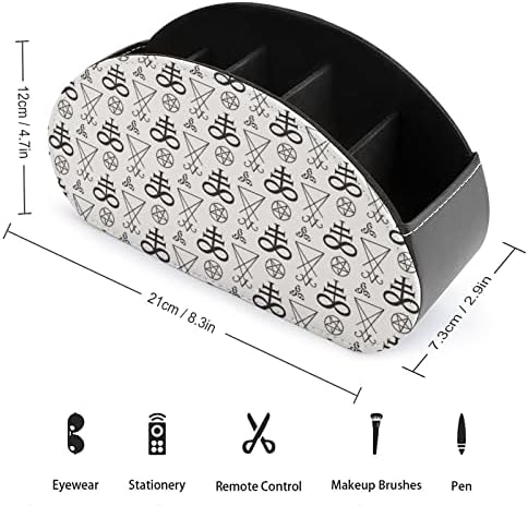 Leviathan Cross Remote Contain Scholers PU Rafe Caddy Caddy Storager Box со 5 оддели за материјали за домашни канцеларии