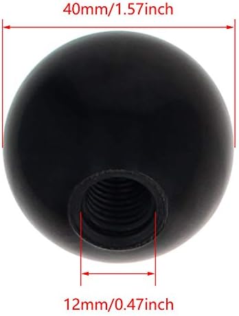Bettomshin Thermoset Ball Knob M12 Female Thread Bakelite Handle 40mm/1.57” Diameter Spherical Handle Smooth Rim Black for Lawn