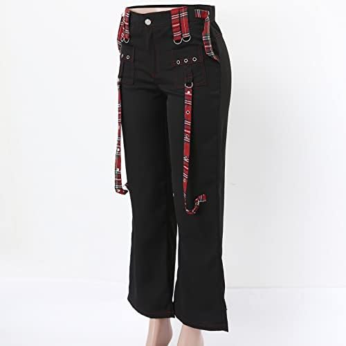 Keusенски жени со високи половини панталони со широки панталони со падобран панталони со панталони со џогер со џебна улична облека