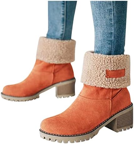 Зимски чизми на Aodong за жени топло крзно обложени чизми на глуждот се лизгаат на водоотпорни чизми на отворено удобни чевли снежни чизми