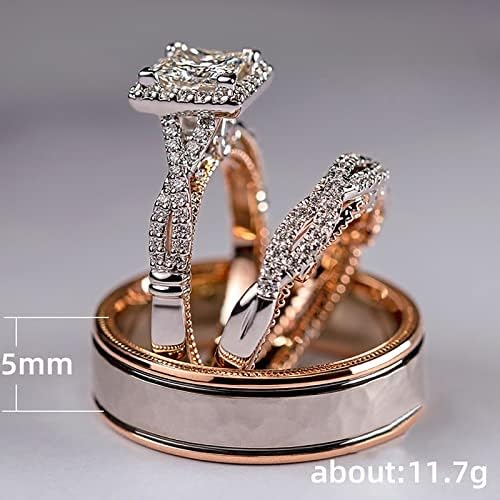 2023 Нова поделба на прстенот роза во боја на роза со три парчиња злато пенливи циркони прстени в Valentубените прстени за жени
