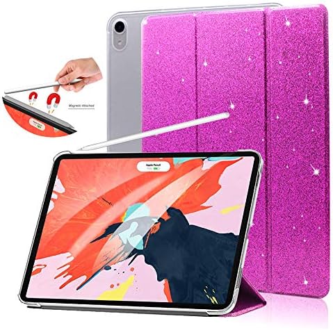 Fansong iPad Pro 12.9 2018 Case Bling Glitter Leather Magnetic Flip со држач на капакот Спарк автоматско спиење/будење лесен ултра