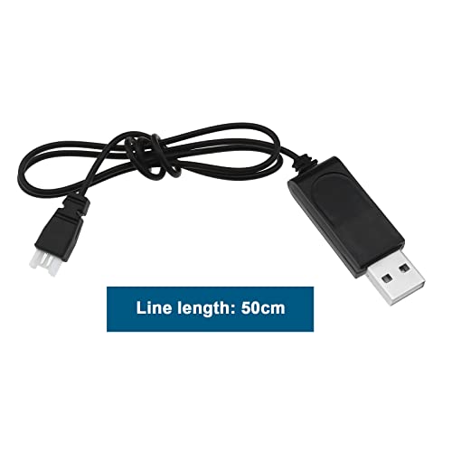 ECSING 2PCS USB кабел за полнење компатибилен со HubSan H107L C / H107L C D / U816 / V930 / V977 / X4 H107 Дрон квадкоптер 50см 3,7V црно