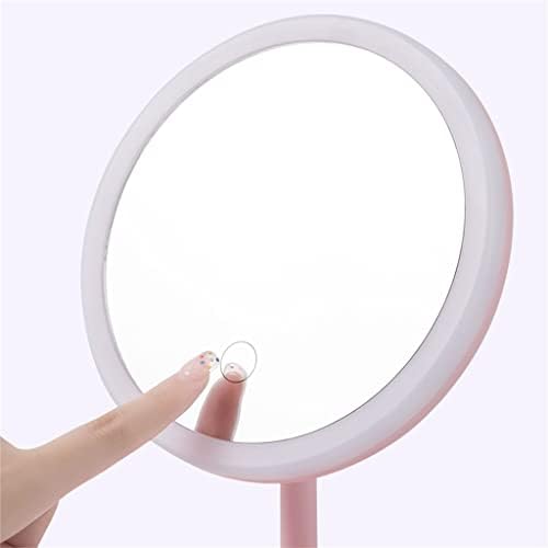 FSYSM LED светло за складирање на огледало за шминка LED LED огледало за лице Прилагодлив допир затемнувач USB LED Vanity Mirror Table Cosmetic Mirror (боја: розова, големина