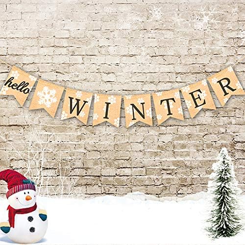 7-празно Бурлап здраво зимски банер снегулка зимска празничка декорација на венец