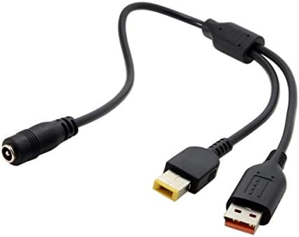 CABLECC 5.52.1mm DC Jackенски до специјален полнач за USB и правоаголник машки кабел за Lenovo ThinkPad за јога3-14 јога900 700