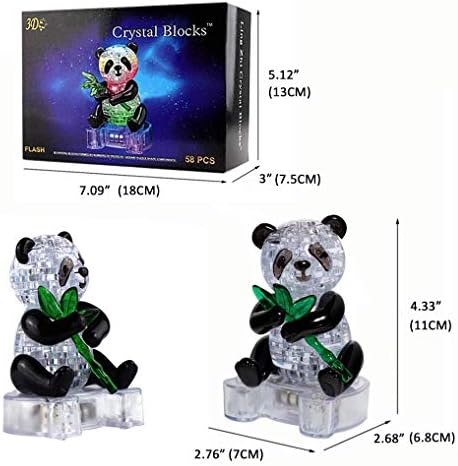 Подароци за панда за 3Д кристална загатка, играчки со биро со светлосна база 58 парчиња