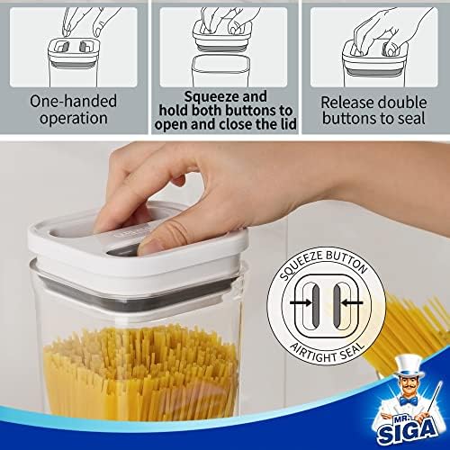 Г-дин Siga 6 парче Херметички контејнер за складирање на храна, БПА бесплатна кујна за кујнски чајни кујни, канистри, контејнери за складирање