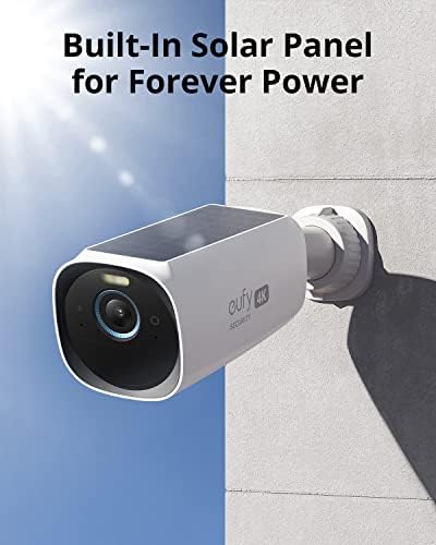 Eufy Security Eufycam 3 4-CAM комплет, безбедносна камера на отворено безжичен, 4K камера со интегриран соларен панел, засекогаш моќност, препознавање