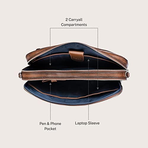Еска Чарли - оригинална кожна чанта - Пространи прегради за лаптопи MacBook од 15 инчи и Виндоус - за жени и мажи