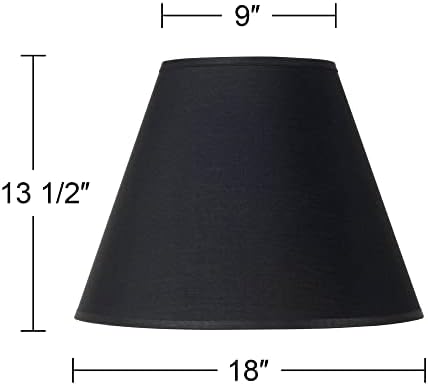 Тврдбек империја ламба сенка рамна црна ткаенина голема 9 горе x 18 дното x 13,5 Висока x 14 наклон пајак што се вклопува со заменска харфа и