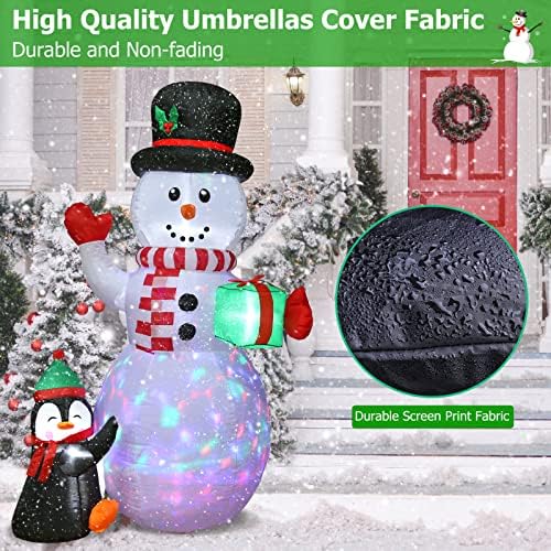 Елегарни Божиќни надуени украси на отворено, 6 -тина надувување снежен човек со ротирачки RGB LED светла Божиќни дворни украси