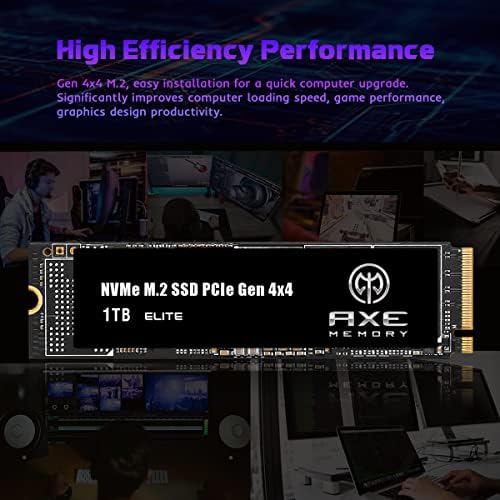 AX Memory Elite Elite Intern SSD 1TB Gen4 PCIE NVME M.2 2280 Solid State Drive - Прочитајте до 7.200MB/s Напишете, до 6.000MB/S