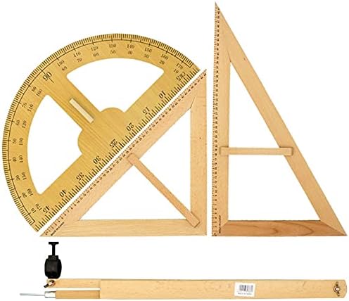 Компас Фејијанг Постави Учител Од Цврсто Дрво ' Триаголник Одбор Владетел Транспортер Табла Повеќенаменски Компас 50см Триаголник Владетел