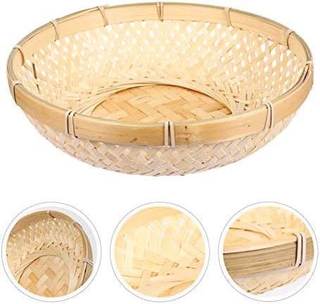 Cabilock Rattan Tray Bamboo ткаена корпа храна рамна плитка корпа u форма рачно изработена леб корпа за овошје корпа за складирање