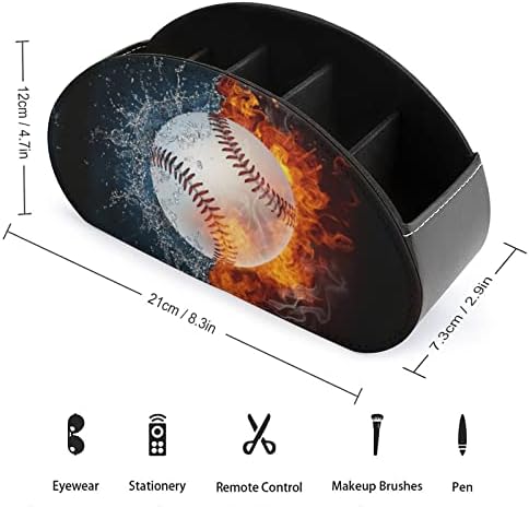 Бејзбол топка во оган и вода за складирање на далечински управувач со вода PU мултифункционална ТВ далечинска контрола на држачи Организатор кутија со 5 оддели
