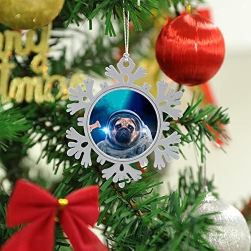 Вселенско куче во вселената, симпатична зимска снегулка Божиќни украси смешни образец Божиќно дрво што виси украси