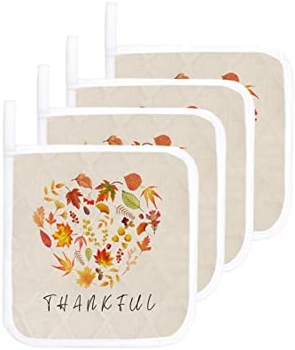 Денот на благодарноста на јаворова лисја за лисја 4 пакувања, топли влошки за кујна со висечка јамка, благодарение на паднатите лисја ботанични држачи за садови, то?