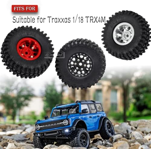 RCARMUMB RC RC Beadlock Wheel The Whire Поставете надградби Делови за 1/18 TRX4M, алуминиумско тркало со меки гумени гуми поставени хоп,