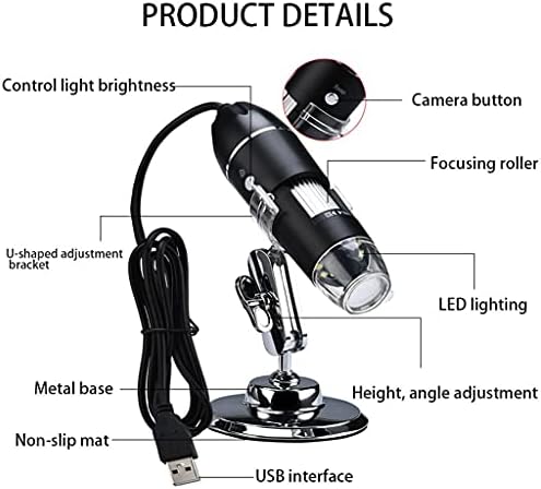 ILYAJY Прилагодлив 1600X 3 ВО 1 USB Дигитален Микроскоп Тип-C Електронски Микроскоп Камера за 8 Led Зум Зголемувач