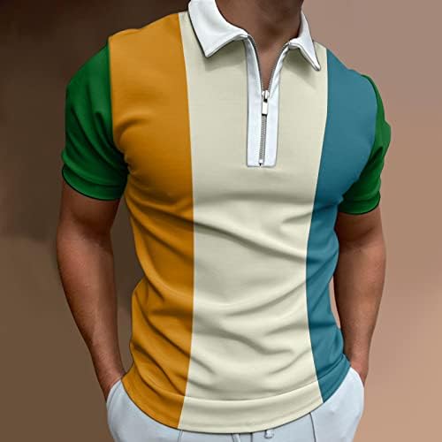 XXBR 2022 Нови мастила Поло кошули патент јака на вратот врвови летни кратки ракави во боја блок крпеница обична кошула за голф