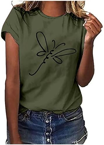 Кошули за жени женски модни змејови печати маички со кратки ракави за блуза деловни трендовски маици