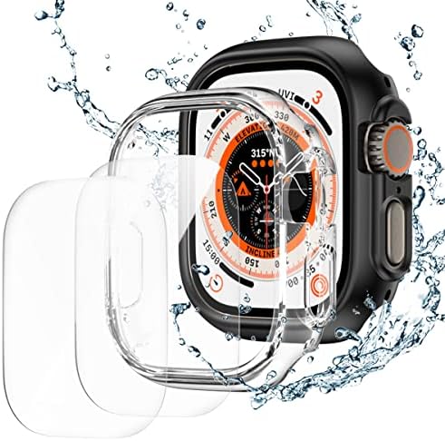 【2+2pack】 Xinghao тврд компјутер случај компатибилен со Apple Watch Series 8 Ultra Ectar Prector 49mm со калено стакло, водоотпорна, отпорна на